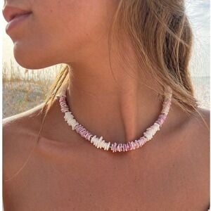 Purple Shell Choker Necklace 16" Puka Style Beach‎ Mermaidcore 80s Coastal Retro